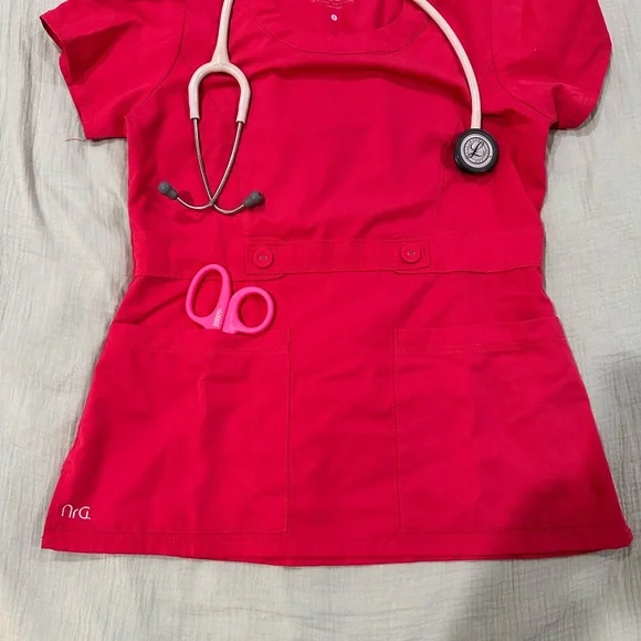 Grey's Anatomy Vibrant Red Scrub Top - Picture 10 of 10